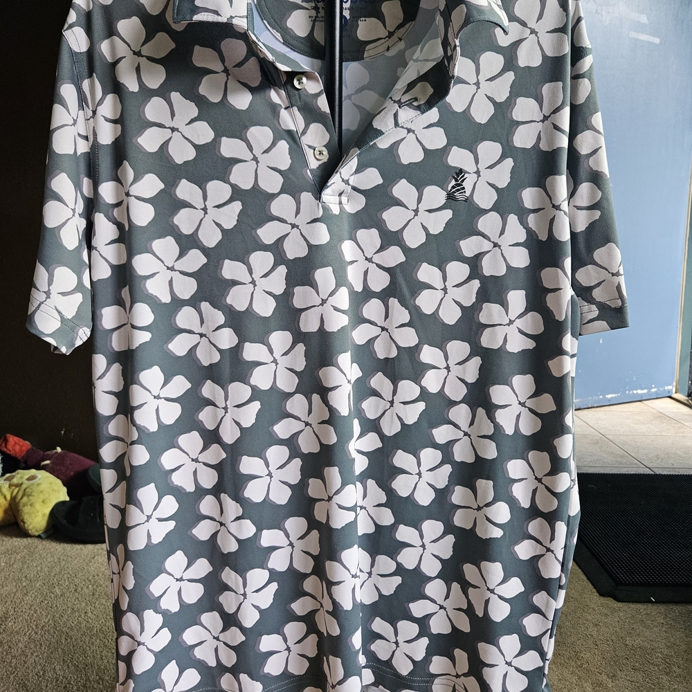 chubbies Green Polo with White Floral Print
